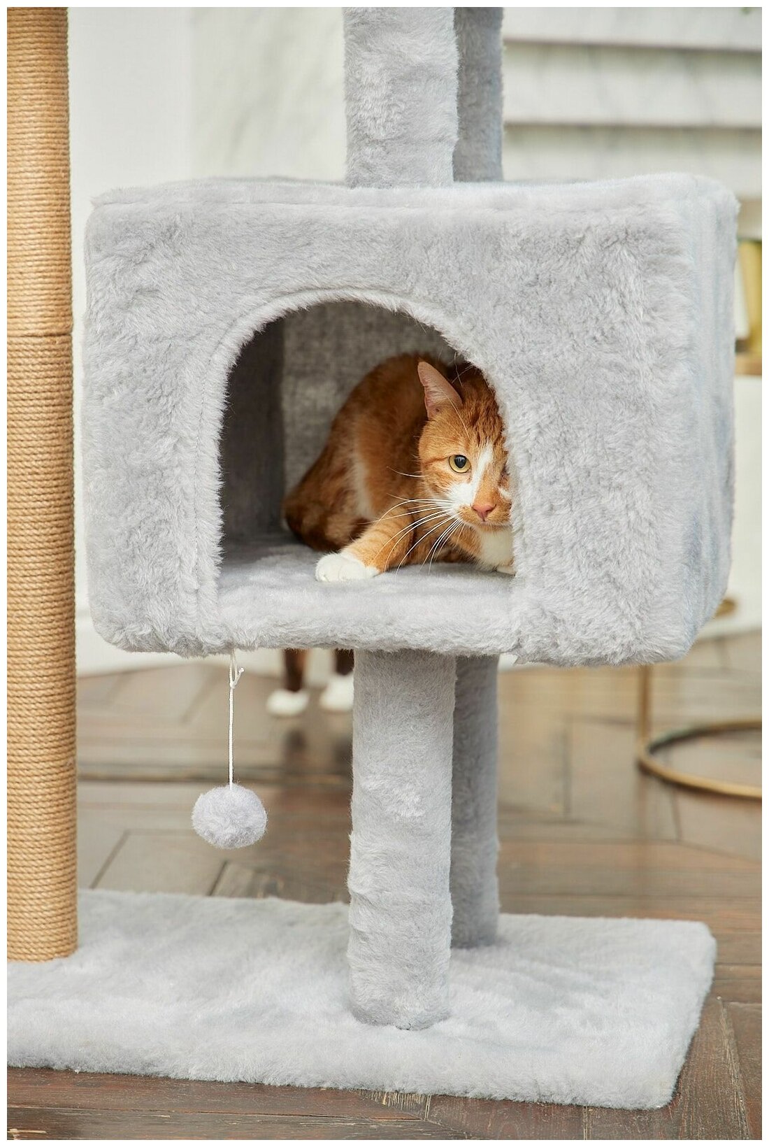 Когтеточка для кошки с домиком 40х40 см и большая лежанка 61х41 см, для крупных кошек - фотография № 10