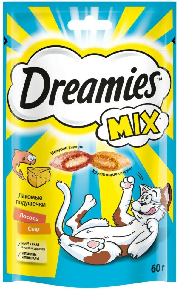 Dreamies лакомство для взрослых кошек с лососем и сыром - 60 г