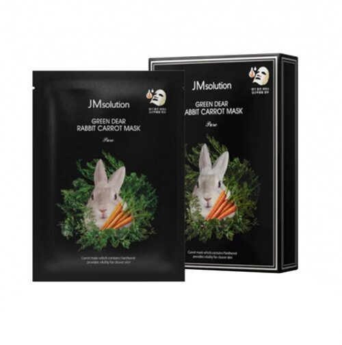 JMsolution успокаивающая тканевая маска для лица GREEN DEAR RABBIT CARROT MASK PURE, 10 шт