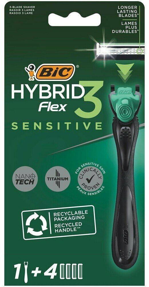 Станок бритвенный Bic Hybrid 3 Flex Sensitive,2 кассеты