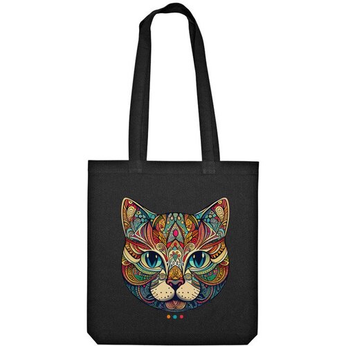 Сумка шоппер Us Basic, черный сумка цветная кошка с узорами мандала ярко синий