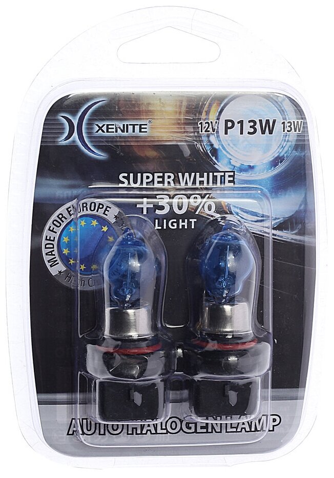 Лампа автомобильная галогенная Xenite Super White +30% 1007070 P13W 13W PG18.5d-1