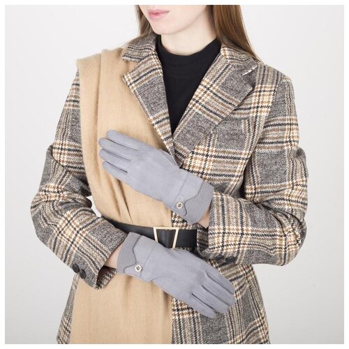 фото Перчатки женские безразмерные, без утеплителя, для сенсорных экранов, цвет светло-серый сима-ленд