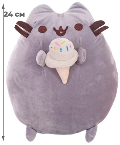 Мягкая игрушка кот Пушин с мороженым Pusheen 24 см