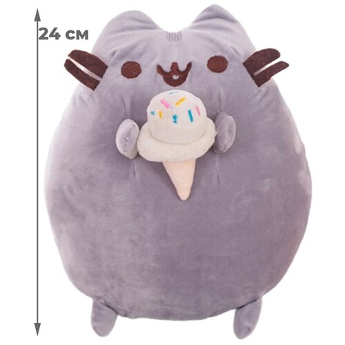 Мягкая игрушка кот Пушин с мороженым Pusheen 24 см