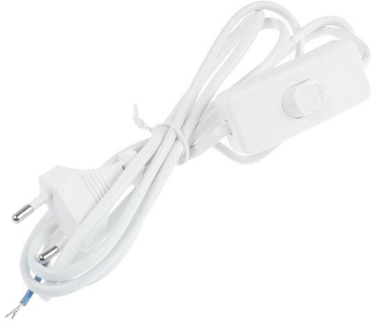 фото REXANT Сетевой шнур REXANT, с выключателем, 1.8 м, 2х0.75 мм2, белый