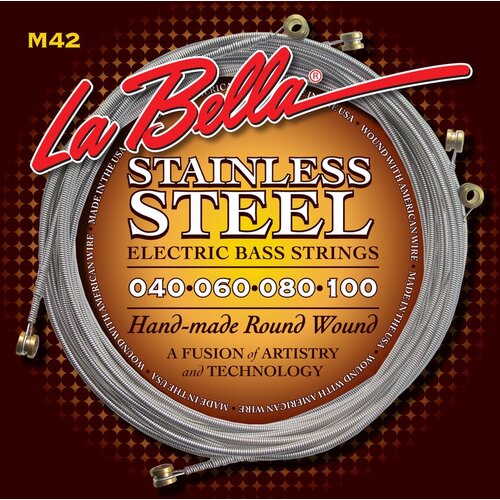 cтруны для 5 струнной бас гитары la bella m42 b La Bella Bass Stainless Steel M42 (40-100) струны для бас-гитары
