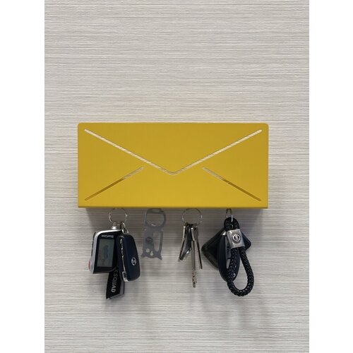 Ключница настенная, для хранения ключей, магнитная, желтый, 25х5х11.5 см, Мастерская уюта Зонт