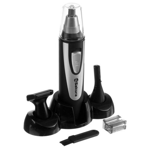 Триммер для волос Sakura SA-5522BK 4 насадки 1хАА чёрныйсеребристый 120200₽