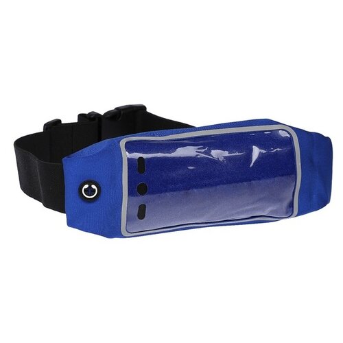 фото Спортивная сумка чехол на пояс luazon, управление телефоном, отсек на молнии, синяя 3916209