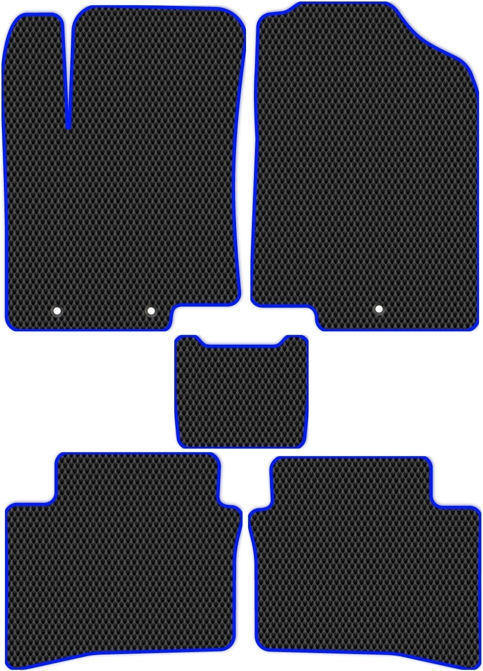 Коврики в салон автомобиля ЭВА Allmone для Kia Rio 3 (QB) 2011 - 2017, черные с синим кантом, 5шт. / Киа Рио 3