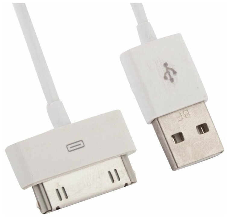 USB кабель для Apple iPhone, iPad, iPod 30 pin белый, европакет LP