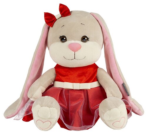 Мягкая игрушка Jack & Lin Зайка Лин в нарядном красном платье, 25 см, разноцветный