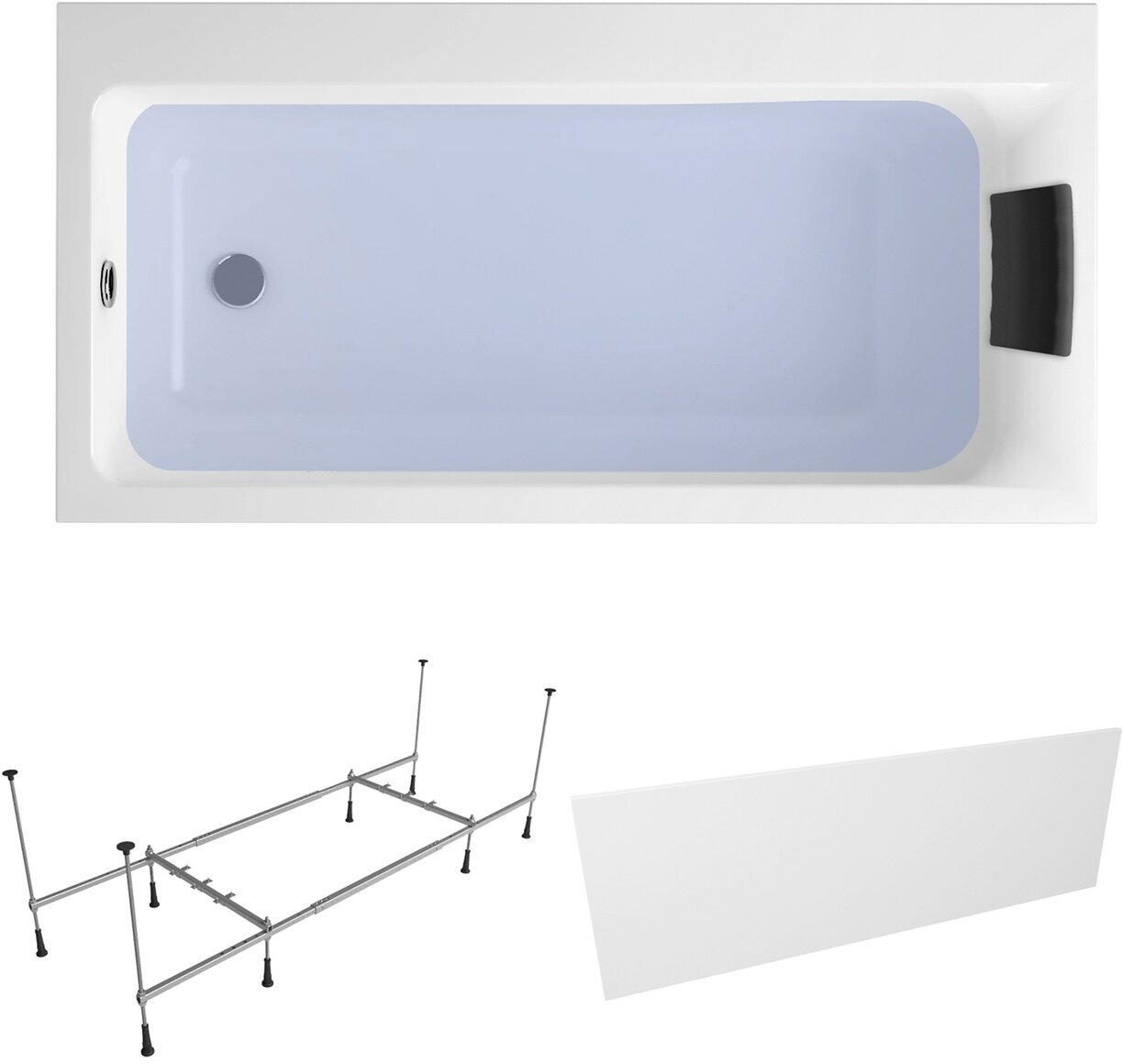 Комплект 4 в 1 Lavinia Boho Catani S2-371217PL, акриловая ванна 170x80 см (левый разворот), каркас, подголовник, лицевой экран