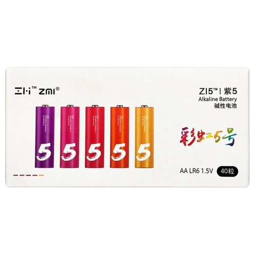 Батарейки алкалиновые Xiaomi ZMI Rainbow Zi5 типа AA (40 шт.)
