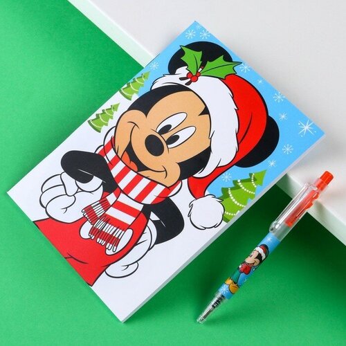 Канцелярский набор С новым годом, блокнот А5, ручка, наклейки, Микки Маус и его друзья