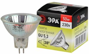 ЭРА Лампа галогенная GU5.3 50Вт ЭРА GU5.3-JCDR (MR16) -50W-230V-CL