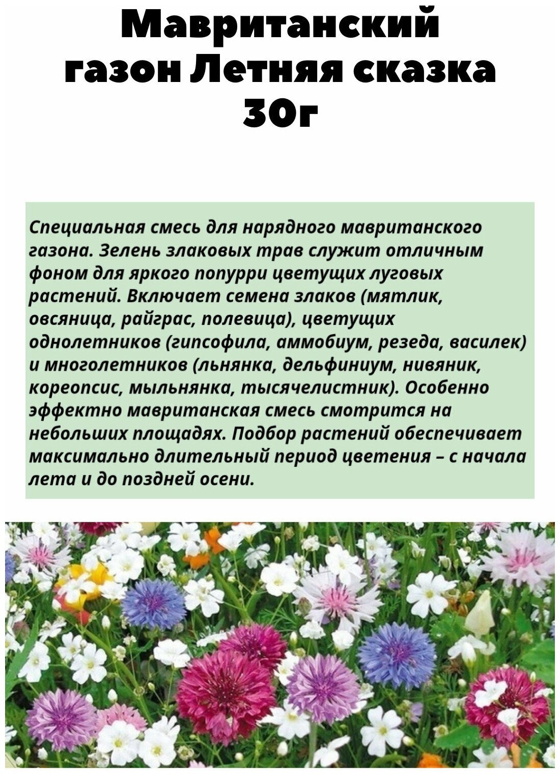 Семена. Мавританский газон "Летняя сказка" (вес: 30 г) Аэлита - фото №2