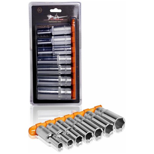 фото Набор головок торцевых 1/2" dr шестигранных 7пр. глубоких (10,12,14,15,17,19,22мм) airline