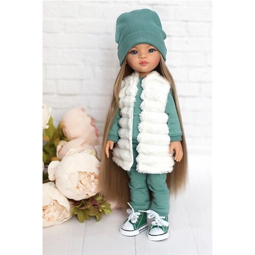 Комплект одежды и обуви для кукол Paola Reina 32-34 см (спорт. костюм+жилет+шапка+кеды), светло-зеленый жилет paola joy sy332814 1