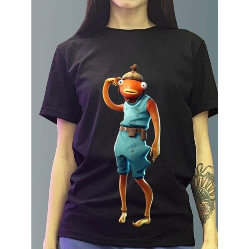 фото Футболка женская черная из хлопка с dtf рисунком игры fortnite - 3144 будь на стиле