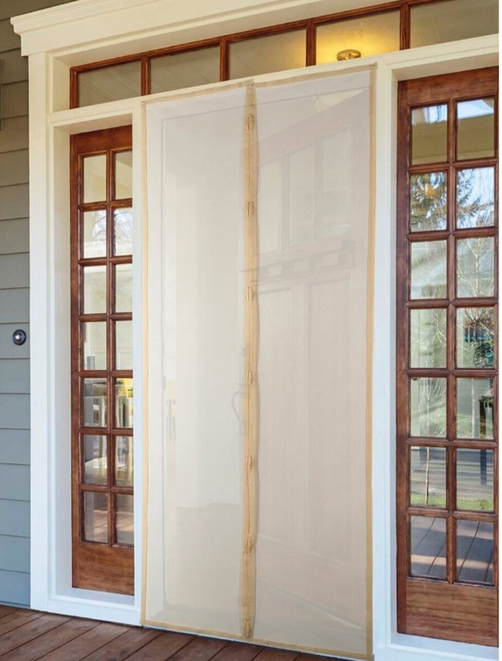 Москитная сетка на дверь на магнитах, антимоскитная штора, бежевая 100х210см - фотография № 1