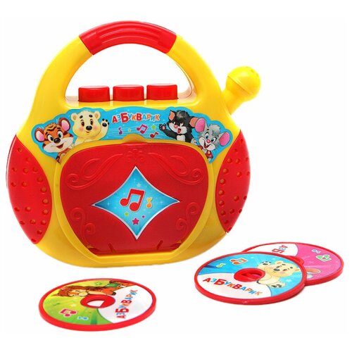Купить Интерактивная развивающая игрушка Азбукварик CD-плеер. Песенки-чудесенки, красный/желтый