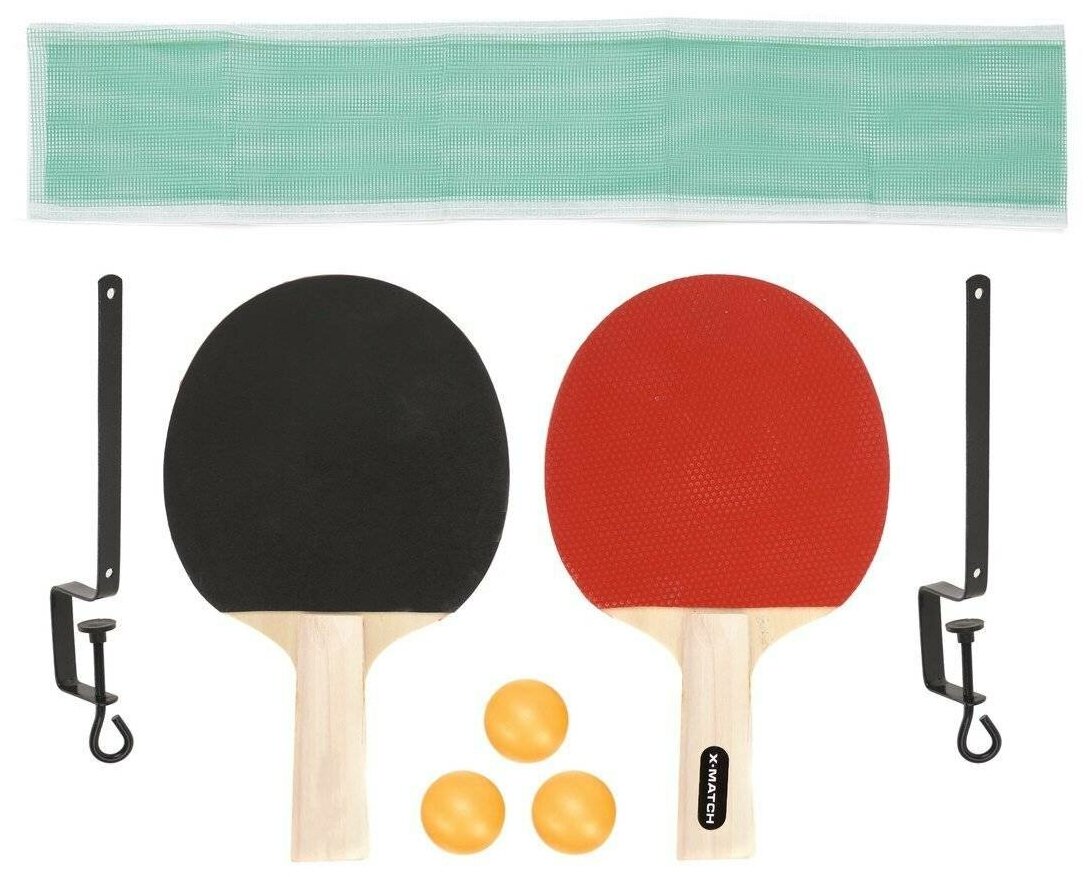 Набор для настольного тенниса, комлектность 2 ракетки 5мм. 3 шарика, сетка X-Match 636272