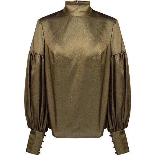 Блуза  TOPAZA PELLA, классический стиль, полуприлегающий силуэт, длинный рукав, однотонная, размер 44, коричневый