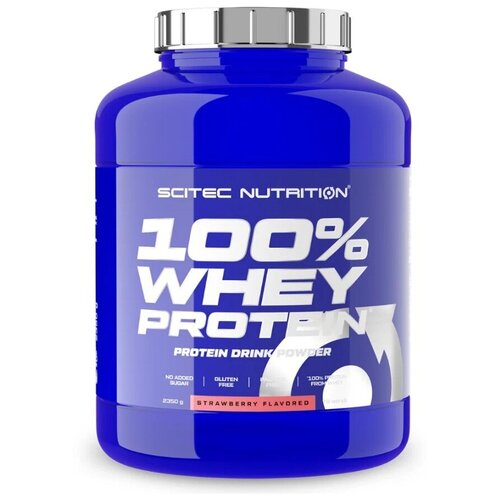 Scitec Nutrition 100% Whey Protein (2350 гр) (клубника) scitec nutrition whey protein prof 2350 g chocolate hazelnut