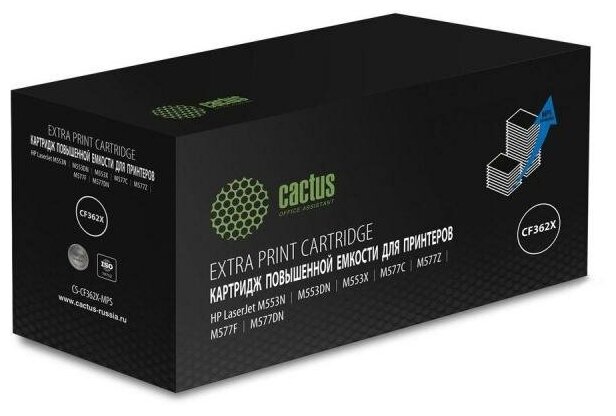 Картридж лазерный Cactus CS-CF362X-MPS желтый (18000стр.) для HP CLJ M552dn/M553dn/M553N/M553x