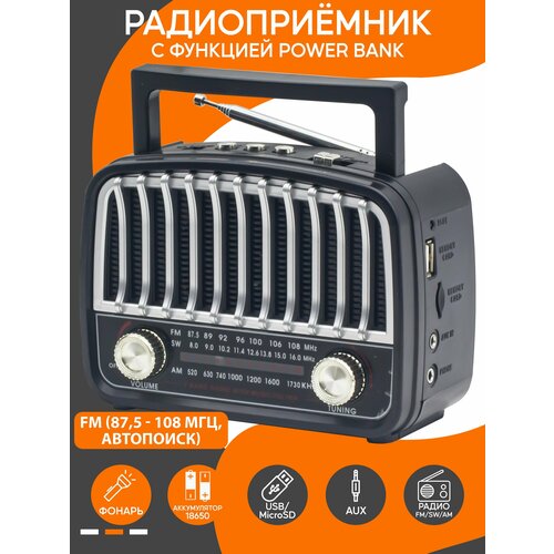 Радиоприемник AM/FM/SW/флешка с аккумулятором
