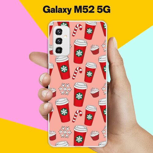 Силиконовый чехол на Samsung Galaxy M52 5G Узор из стаканов / для Самсунг Галакси М52