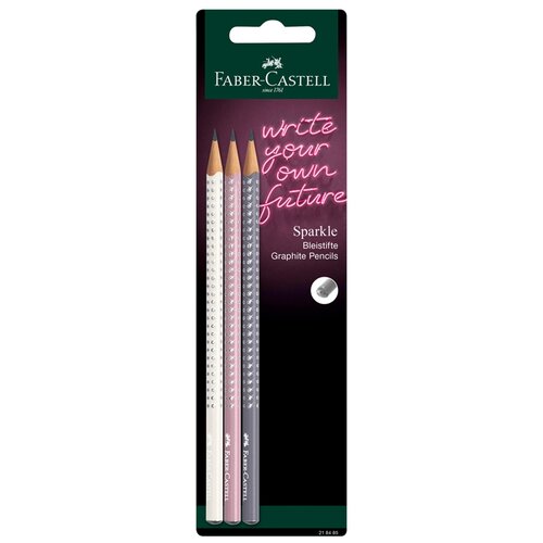 Faber-Castell Набор карандашей чернографитных Sparkle B, 3 шт (218485) молочный/розовый/серый 3 шт.