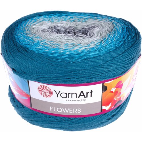 пряжа yarnart flowers радуга 277 55%хлопок 45%акрил 1000м 250г 3шт Пряжа YarnArt Flowers сине-бирюзовый (289), 55%хлопок/45%акрил, 1000м, 250г, 3шт