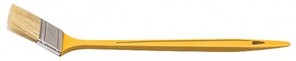 01218 Кисть радиаторная 1" (натуральная светлая щетина, желтая пластиковая ручка FIT - фото №3