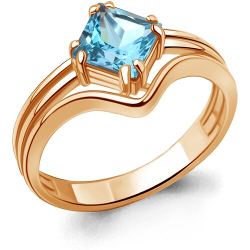 фото Кольцо diamant online, серебро, 925 проба, золочение, топаз, размер 17.5