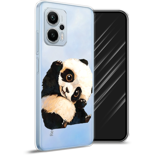 Силиконовый чехол на Xiaomi Redmi Note 12T Pro / Редми Нот 12T Про Большеглазая панда, прозрачный силиконовый чехол на redmi note 12t pro редми нот 12t про белая кошка с цветами