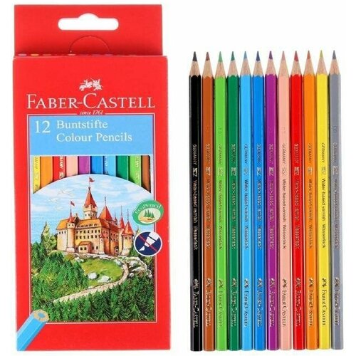 Карандаши 12 цветов Faber-Castell ECO Замок 1201 7/2.8 мм, шестигранный корпус, без точилки .