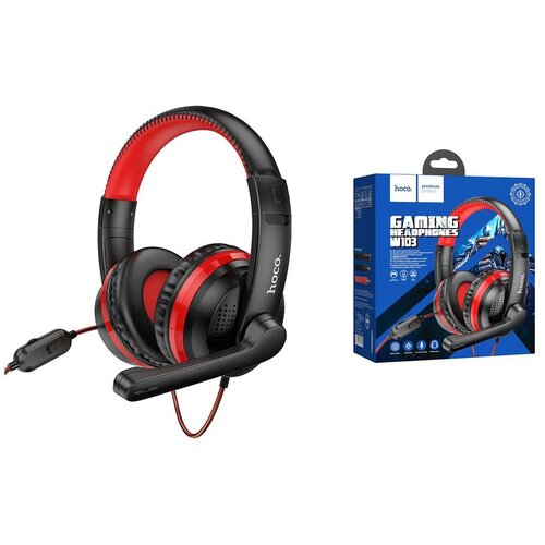 Наушники Hoco W103 игровые полноразмерные микрофон 35 мм 12 м черно-красные 199900₽
