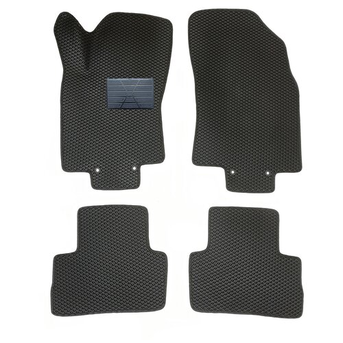 фото Автомобильные коврики салона autodefender eva c пластиковым подпятником для nissan qashqai 2013 - наст. время (комплект 5 шт.) черный ромб с черным кантом