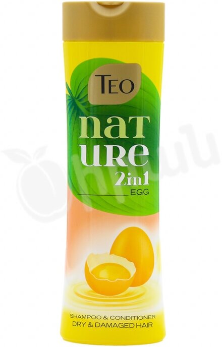 Шампунь и кондиционер Teo Nature 2 в 1 Egg Яичный для сухих и поврежденных волос, 350 мл, Болгария