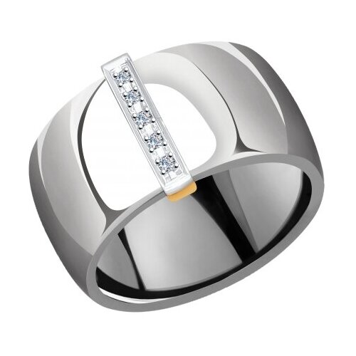 Кольцо Diamant online, красное золото, 585 проба, бриллиант, керамика, размер 17.5, бесцветный
