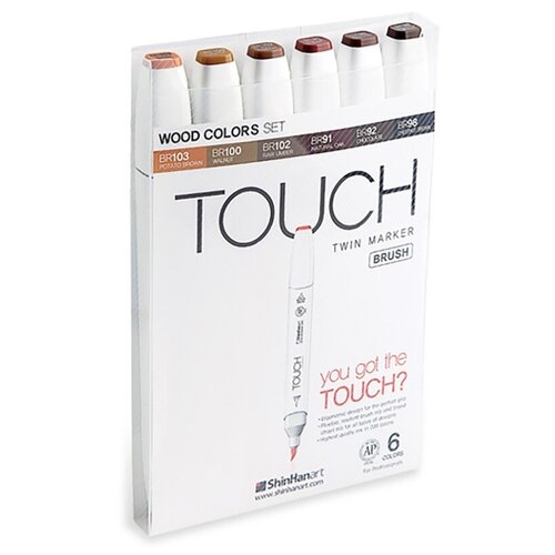 Touch Набор маркеров Brush древесные тона (1200610), 6 шт.