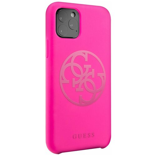 фото Чехол guess для iphone 11 pro silicone collection 4g logo hard fuschia