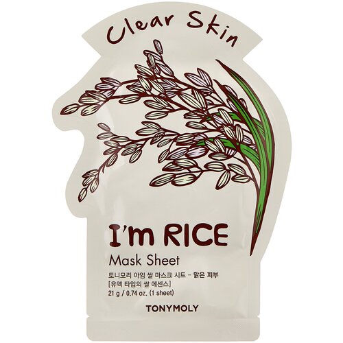 TONY MOLY тканевая маска I’m Real Rice очищающая, 21 г, 21 мл успокаивающая тканевая маска для лица с экстрактом риса pure essence mask sheet rice 20мл маска 1шт