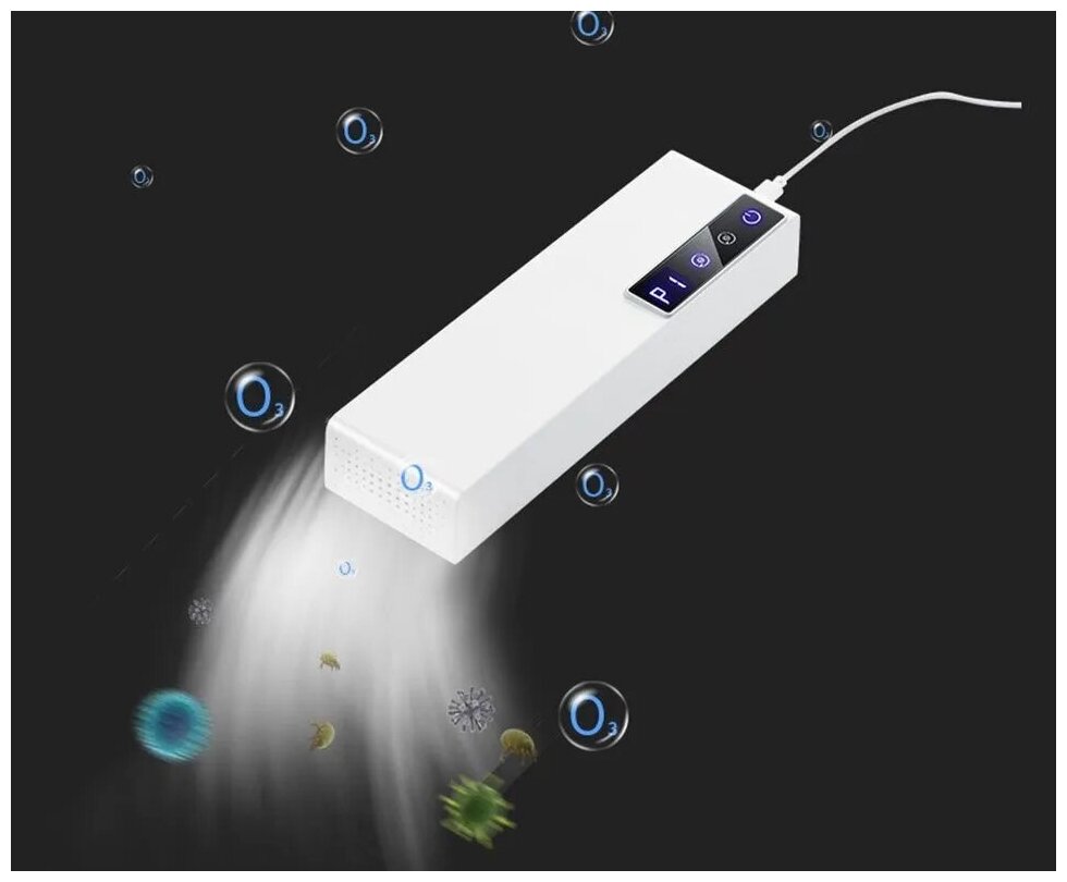 Озонатор ионизатор воздуха для дезинфекции и удаления неприятного запаха, очиститель воздуха для дома, офиса, генератор озона, белый - фотография № 1