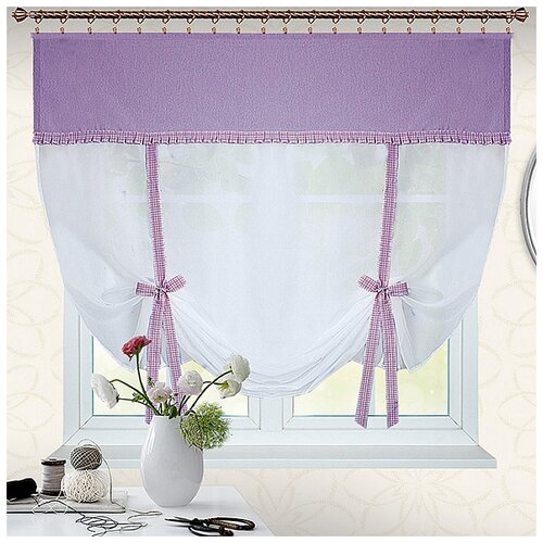 фото Шторы для кухни sola "алисия-150", сиреневый