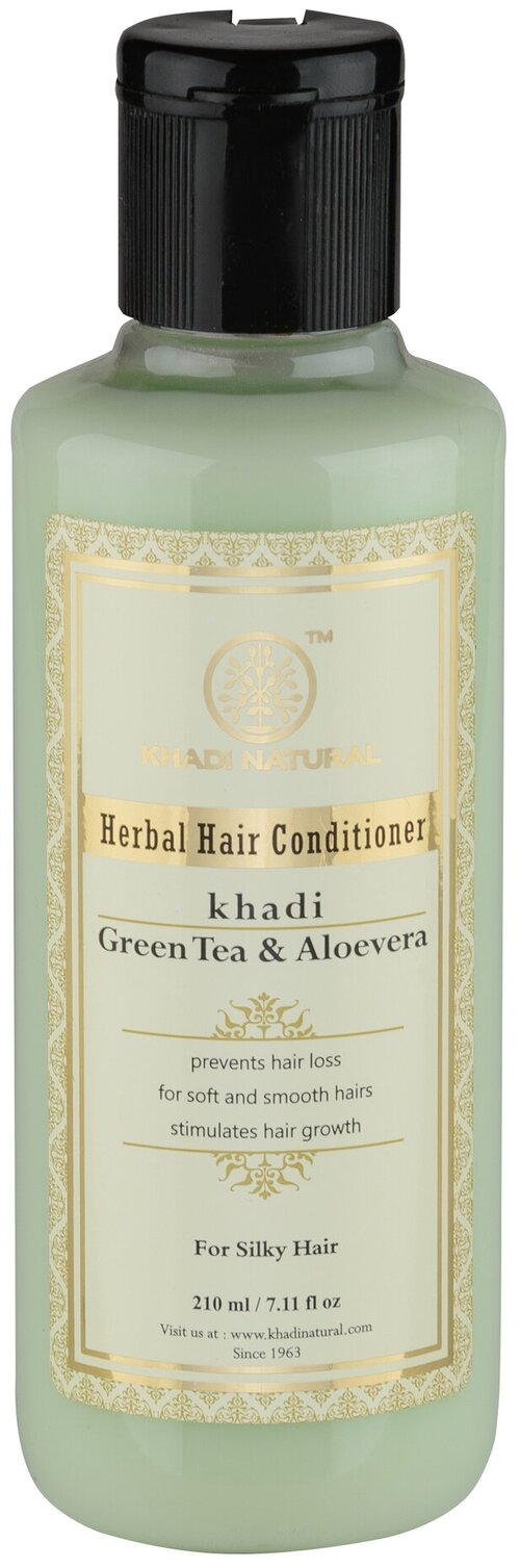 Khadi кондиционер для волос Green Tea and Aloevera Зеленый чай и Алоэ вера, 210 мл