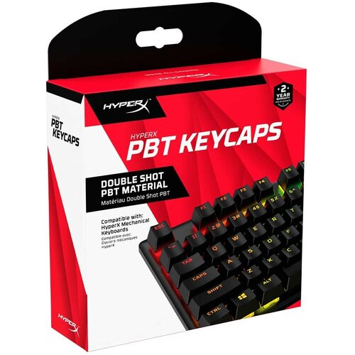 Комплект кейкапов HyperX Double Shot PBT Keycaps Full 104 RU Black 108 keys oem pbt keycaps full set mechanical keyboard keycaps 5 face dye sublimation cherry blossom sakura keycaps
